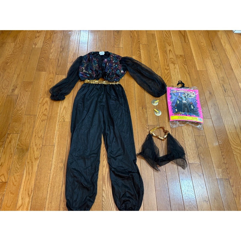 California Costume Collections Genie Multi Sequin Harem Pants Set Black Gold M